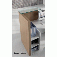 Bureau d'accueil oval avec parties haute et basse - MDD - Blanc, Wengé, A droite_1