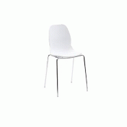Lot de 4 chaises design SHELL METAL blanches - piétement chromé - pour cuisine et salle à manger_1