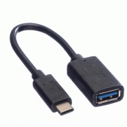 VALUE Câble USB 3.2 Gen 1, Type C - A, M/F, OTG, noir, 0,15 m_1