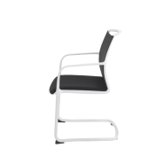 Fauteuil multi-usage WHITE - neuf - empilable - dossier en filet noir - structure en métal blanc_1