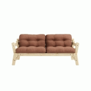 Banquette convertible futon STEP en pin massif - Coloris brun argile - Couchage 70x200 cm_1