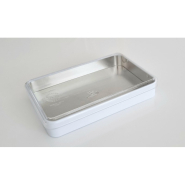 Boîte métal blanche - couvercle transparent sans charnière - Hauteur 3 cm - Réf : BA001192 - Fabriquée en France_1