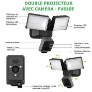 Pack de 4x double projecteur avec caméra - fv810e - wifi intégré - détecteur de mouvement - connexion application android et ios_1