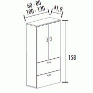 Armoire de rangement 2 portes ouverture 110° et 270° - 2 tiroirs dossiers suspendus - haut. 196 cm So Madrid_1