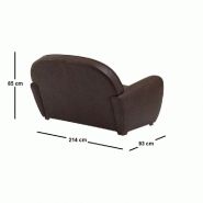 Canapé fixe Club 3 places en microfibre marron - Design vintage anglais et fabrication italienne_1