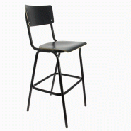 Chaise Haute de Bar  Style Vintage - NOIR_1
