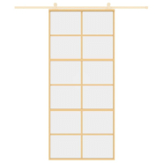 Vidaxl porte coulissante doré 90x205 cm verre esg clair et aluminium 155167_1