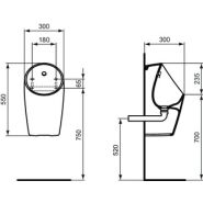 Midi - Urinoir sans eau - Ideal Standard - Collection Sphero - Blanc - Montage mural_1