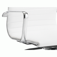 Fauteuil de bureau Glasgow - Revêtement PVC blanc - Mécanisme oscillant - Structure et accoudoirs en acier chromé_1