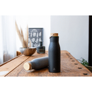 Gourde isotherme - double paroi en acier inoxydable recyclé - couvercle en bambou - 500 ml_1