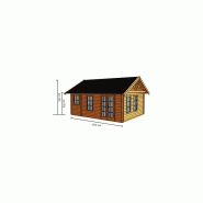 Chalet en bois plain-pied / madrier 45 mm / 23.52 m² / toit double pente_1