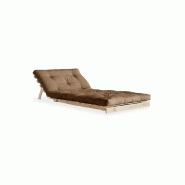 Fauteuil convertible futon ROOTS - pin naturel - coloris mocca - couchage 90 x 200 cm - design japonais et scandinave_1