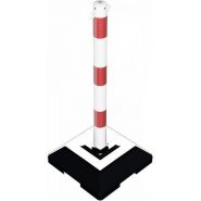 460KB - Barrière à chaîne en acier galvanisé - Schake - Ø 60 mm - Poteau support lourd blanc/rouge_1