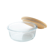 Lunch box en verre - Forme ronde avec couvercle en bambou naturel - 650 ml_1