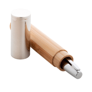 Stylo à bille en métal et bambou - Étui tube en bambou avec capuchon chromé - Encre bleue_1