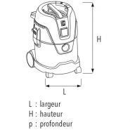 DCI 35 S - Aspirateur poussière et eau - Sidamo - Cuve inox 24L - Décolmatage manuel - Classe M_1