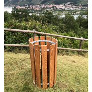 Corbeille publique en pin traité autoclave classe IV - arceau amovible - modèle SOLEIL - 100L_1