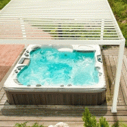 Pergola bioclimatique autoportée Ombréa® 3,6 x 3,6 m - lames orientables 100° - aluminium blanc_1