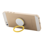 Support pour téléphone portable - plastique rond avec base autocollante - couleur jaune - 3.25 g_1