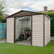 Abri métal 86tbsl - 4,79 m² - H. 215cm - gris châtaigne - portes coulissantes - toit translucide_1