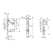 Serrure encastrable Monomax NF - têtière acier laitonné pour porte d'intérieur, 2 tours, carré 7 mm_1
