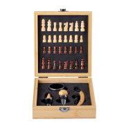 Set à vin en acier inoxydable - Jeu d'échecs en bambou avec 32 pièces et accessoires_1