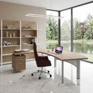 Bureau d'angle X time Next avec retour et caisson - Quadrifoglio. - 237, Blanc, Orme, Gauche, 2 tiroirs_1