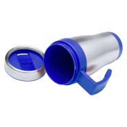 Mug thermo - double paroi en acier inoxydable - 450 ml - finition plastique colorée - poignée - livré en boîte cadeau_1