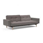 Canapé convertible Splitback Stem avec accoudoirs - Pieds obus chêne naturel - Tissu Mixed Dance Grey - Couchage 115x210 cm_1