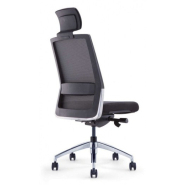 Siège opérateur Créa Premium noir avec dossier résille, soutien lombaire réglable et base alu poli - Référence 9500 SB A_1