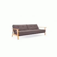 Canapé-lit design SPLITBACK FREJ - Innovation Living - Convertible 115x210 cm - Accoudoirs bois - Tissu Flashtex Dark Grey_1