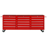 Vidaxl chariot à outils avec 15 tiroirs acier rouge 3056737_1
