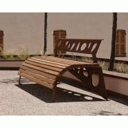 Banc public en bois Cyria Green PALACIO II - acier corten avec motifs alvéolaires, 12 lattes Bilinga_1