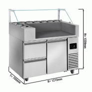 Meuble chariot réfrigéré pour Crêpes, Gaufres, Planchas - 1 porte + 2 tiroirs  | QDM_1