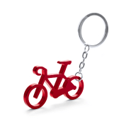 Porte-clés publicitaire en aluminium - forme vélo avec fonction décapsuleur - couleur rouge_1