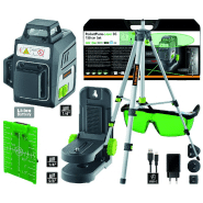 Laser croix Pocket Plane 3G - 3 cercles laser verts 360° - Kit avec trépied 150 cm - Marque Romus_1