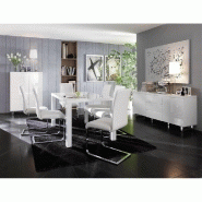 Buffet Altona blanc laqué brillant - 2 portes, 3 tiroirs, piétement en métal chromé - Design contemporain_1