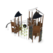 Structure multi-jeux 3 à 12 ans - Uniplay Nycco 8049263 - Poteaux et panneaux bois - Hags_1