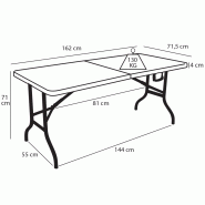 Table pliante 162 cm - 6 places - PEHD - usage professionnel intérieur/extérieur_1