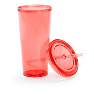 Mug en plastique transparent - 750 ml - avec couvercle et paille colorés_1