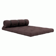 Canapé futon standard convertible Buckle-Up - couleur marron - matelas épais 140x200 cm_1