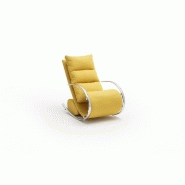 Fauteuil relax Yanis en tissu jaune avec pouf indépendant - Structure métal et design chic_1