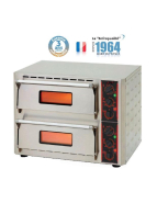 Four à pizzas électrique - 2 chambres, monobloc en acier inox, sole en pierre réfractaire - Référence 18424_1