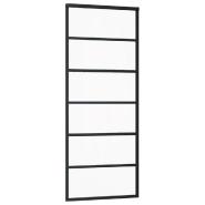 Vidaxl porte coulissante verre esg et aluminium 76x205 cm noir 151014_1