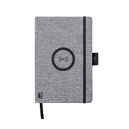 Porte-documents avec chargeur rapide sans fil intégré 10W - Bloc-notes A5 en polyester RPET avec 80 feuilles_1