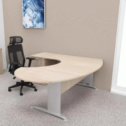 Bureau ergonomique et caisson intégré Sigma - Mobel Linea - 200, Alu, Acacia clair, Gauche, 4 tiroirs_2