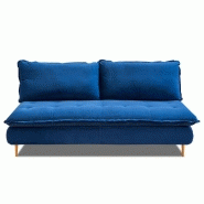 Canapé lit compact 3 places Lisbonne 140cm - Sommier à lattes - Matelas 13cm - Velours bleu - Ouverture express_1