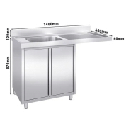 Plonge avec passage lave-vaisselle 140 x 60cm et placard - cuve à gauche l50 x p40 x h25 cm_1