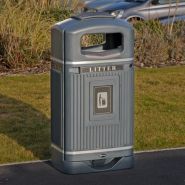 Streamline Jubilee - poubelle publique 85 litres - Glasdon avec courbe texturé et capot en forme de dôme_1