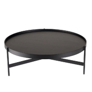 Table basse ronde avec rebord - Gamme DILA - Pieds métal et plateau en MDF plaqué chêne_1